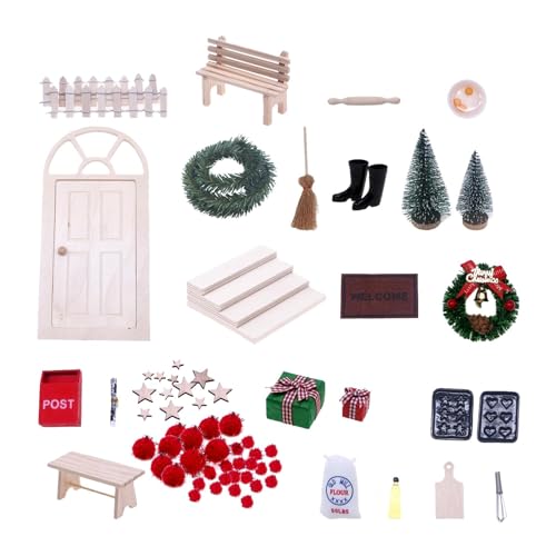 F Fityle 27-teiliges Puppenhaus Weihnachtsdekorationsset, Feengarten Spielzeug; Große Auswahl an Zubehör für die Weihnachtsdekoration von F Fityle