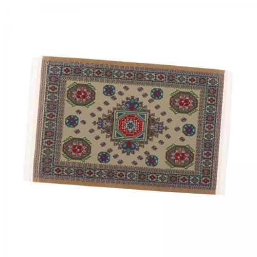 F Fityle 2X 1:12 Stickerei Puppenhaus Teppiche 3,86'' X 6,18'' Spielzeug Vintage Möbel Retro Accessoires Handgefertigte Teppichdekoration mit Quasten von F Fityle