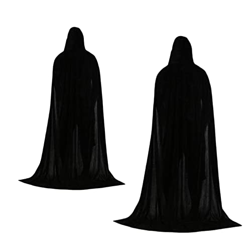 F Fityle 2X Umhang mit Kapuze für Gothic Kostüm Halloween Cosplay, 150 cm 170 cm von F Fityle