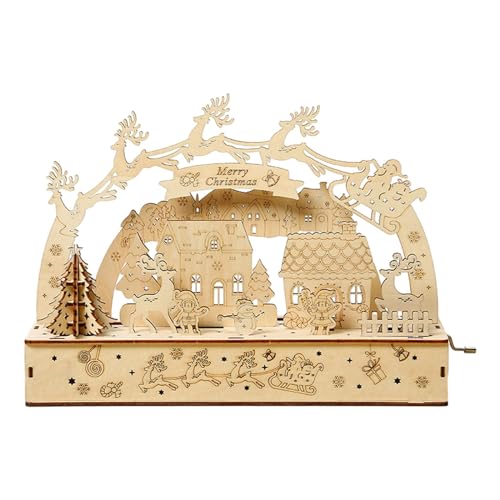 F Fityle 3D-Holzpuzzle, Weihnachts-Spieluhr, Ornament, Puzzle, exquisites Lernspielzeug, Holzmodell-Set, Weihnachtsdekoration für Kinder von F Fityle