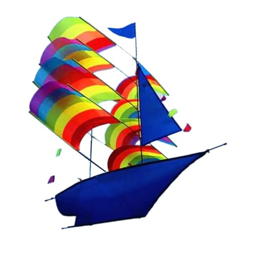 F Fityle 3D-Regenbogen-Segeldrachen, buntes Boot, 3D-Drachen, fliegendes Spielzeug, Kinderspiel, Aktivität, großer Segelboot-Drachen für Reisen, Garten, von F Fityle