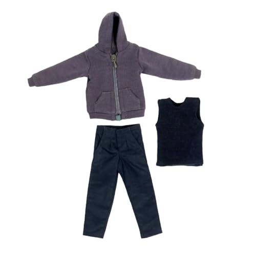 F Fityle 3X Mode 1/12 Hoodie Weste Hosen, Miniaturkleidung, handgemachte Puppenkleidung Kostüm für 6in Puppenmodell Anziehfiguren Körper von F Fityle