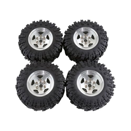 F Fityle 4 Stück RC-Räder und -Reifen, RC-Crawler-Autoreifen, RC-Modifikationszubehör, RC-Upgrade-Teil, Ersatz für 1/12 RC-Crawler-Auto, Silbrig von F Fityle