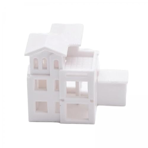 F Fityle 4X Miniatur Unbemaltes Haus 1:500 Puppenhaus Landschaftsszenen Eisenbahn Straßenzubehör Züge Kleines Haus Modell Layout Dekor von F Fityle