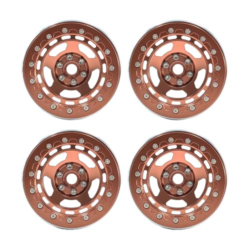 F Fityle 4X RC-Felgensatz, Ersatz für simulierte Retro-Räder, RC-Auto-Ersatzteil 2,2-Zoll-Beadlock-Rad, Metallfelgennabe, Kamel von F Fityle