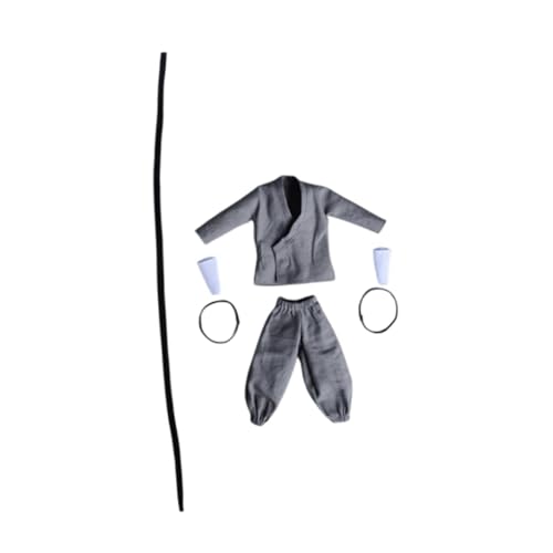 F Fityle 5 Stücke Figurenmantel Und Hosen 1: 12 Scale Realistic Puppenkleidung Mini Kostüm Kung Fu Training für 6 Zoll, grau von F Fityle