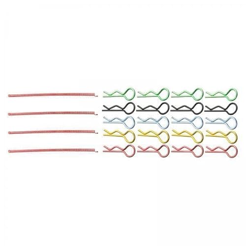 F Fityle 5X 20 Stück RC Karosserieklammern Und Federseile, Upgrade Teil für 1:8 1:10 1:12 1:16 RC Modell DIY Teilezubehör von F Fityle