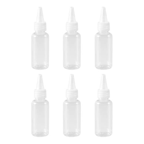 F Fityle 6 Stück Quetschflaschen 50 ml, praktische, robuste Mehrzweck-Farbflaschen, leer, transparent, für Kunstwerke, Modellfarben, flüssig von F Fityle