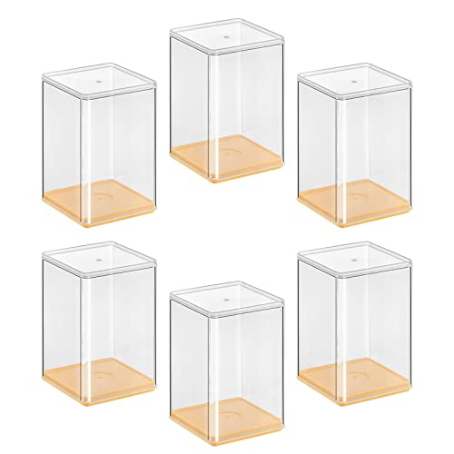 F Fityle 6 Stück transparente Schaubox Dekoration stapelbarer Aufbewahrungs-Organizer für Sammlerstücke Miniaturfiguren Wohnzimmer Schlafzimmer Schmuck, GELB von F Fityle