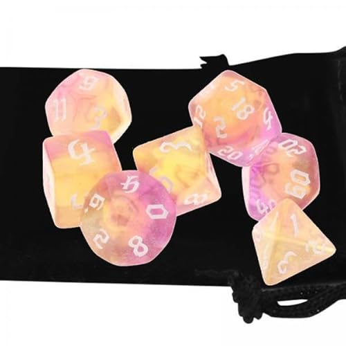 F Fityle 6X Pack von 7 Polyhedral Würfel Set D4 D20 Party Spielzeug für RPG Tisch Spiele Gelb von F Fityle