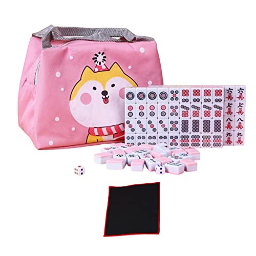 F Fityle Mini Mahjong Set, Majongsteine Spiel, Traditionelles Chinesisches Majong Spiel, Tragbarer Brettspiel Set mit 144 Mahjong Steinen, Tabletop Brettspiel für Familien Camping, ROSA F Fityle Mini Mahjong Set, Majongsteine Spiel, Traditionelles Chinesisches Majong Spiel, Tragbarer Brettspiel Set mit 144 Mahjong Steinen, Tabletop Brettspiel für Familien Camping, ROSA von F Fityle