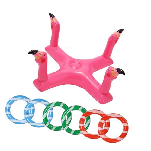 F Fityle Aufblasbares Pool-Ringwurfspielzeug, Wasserspielzeug, einfache Lagerung, praktisch, langlebig, tragbares schwimmendes Ringwurfspiel, Pool-Strandspiel, Flamingo von F Fityle
