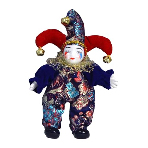 F Fityle Clown-Puppe, Porzellan-Triangel-Puppe, 20 cm, Sammlungsspielzeug, Home-Display, lustige Halloween-Ornament, Narrenpuppe für Partygeschenke von F Fityle