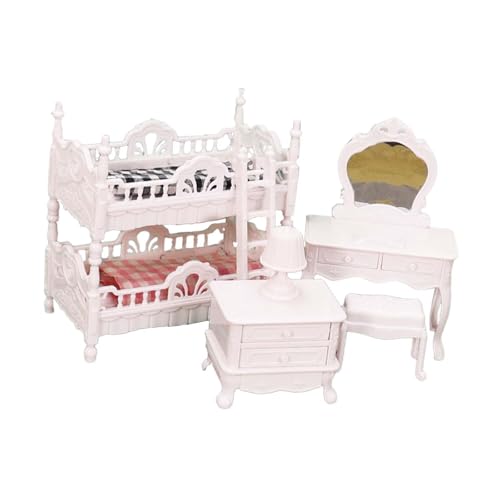 F Fityle Dollhouse Miniaturmöbel Set Tischlampe Lebensszene Requisiten Ornament Schrank Etagenbett für Kleinkinder 3+ Mädchen, Weiß von F Fityle