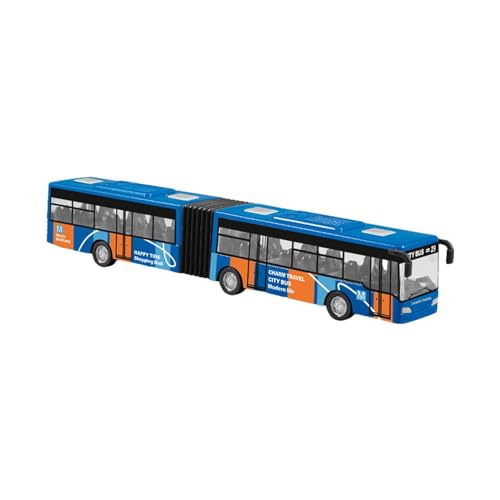 F Fityle Druckguss-Bus-Spielzeug, zweiteiliges Gelenkbus-Spielzeug, Metalldekoration, Legierung, Rückzugsbus, Simulation, Transit zur Belohnung, Blau von F Fityle