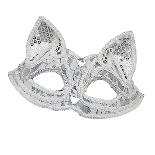 F Fityle Elegante Maskerade Ball Maske für Damen - Tierisches Design für Halloween Party und Bühnenauftritte, Weiß ohne Haare von F Fityle