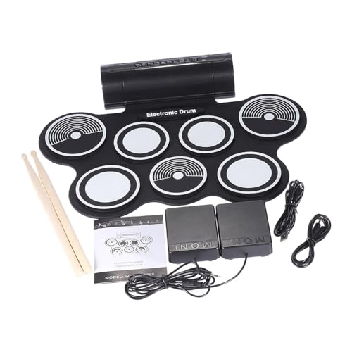 F Fityle Elektronisches Drum-Pad, tragbar, eingebaute Dual-Stereo-Lautsprecher, kompakte Übungs-Drum-Pad-Maschine, Digitale Trommel für Geschenke, Kinder von F Fityle
