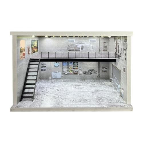 F Fityle Fahrzeugmodell-Vitrine im Maßstab 1/64, 1/36, 1/32, staubdicht, Tischdekoration, Diorama-Parkplatz für Druckguss-Auto-Diorama-Layout, Graue Linke Treppe F Fityle Fahrzeugmodell-Vitrine im Maßstab 1/64, 1/36, 1/32, staubdicht, Tischdekoration, Diorama-Parkplatz für Druckguss-Auto-Diorama-Layout, Graue Linke Treppe von F Fityle