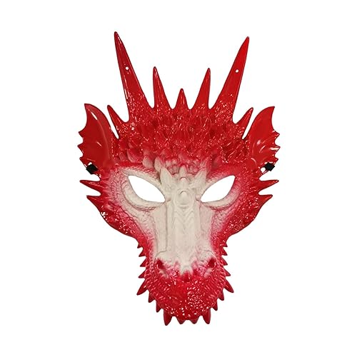 F Fityle Fantastische Drachenmaske für Cosplay und Kostümpartys, rot-Weiss von F Fityle