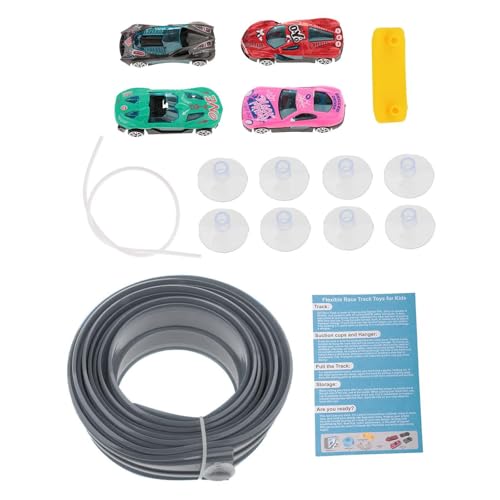 F Fityle Flexible Rennwagen-Rampenstrecke, Rennstrecke für ab 3 Jahren, Starke Saugnäpfe, Geschenke, multifunktional, leicht, 4,5 m, Kinderspielzeug von F Fityle