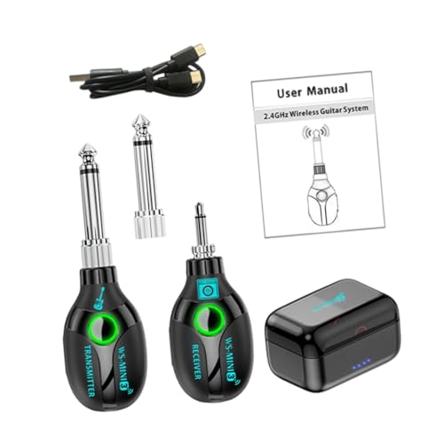 F Fityle Gitarrensender und -empfänger, tragbares Mikrofonsystem mit Ladekoffer, Gitarrensystem, Musikausrüstung für Audio-Mixer von F Fityle
