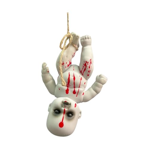 F Fityle Gruselige Halloween-Puppe, gruselige Requisiten, hängende Schreckensdekoration, blutige Gruselpuppen, Spukpuppe für die Bar, Spukhaus, Junge Klein von F Fityle