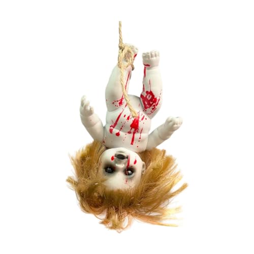 F Fityle Gruselige Halloween-Puppe, gruselige Requisiten, hängende Schreckensdekoration, blutige Gruselpuppen, Spukpuppe für die Bar, Spukhaus, Mädchen Klein von F Fityle