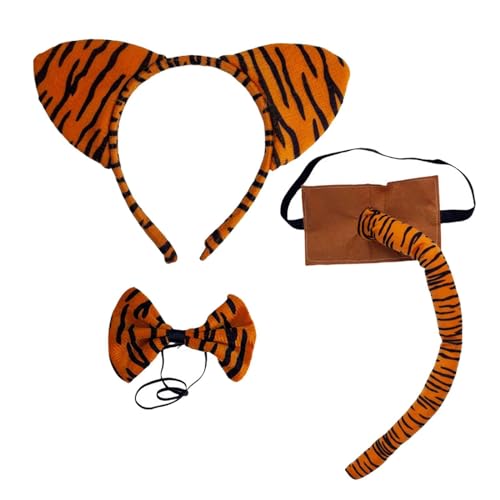 F Fityle Halloween Tiger Kostüm Fliege Schwanz Cosplay Hairhoop Ohr Stirnband für Leistung Karneval Festival Party Gefälligkeiten Zubehör, ohne Rock von F Fityle