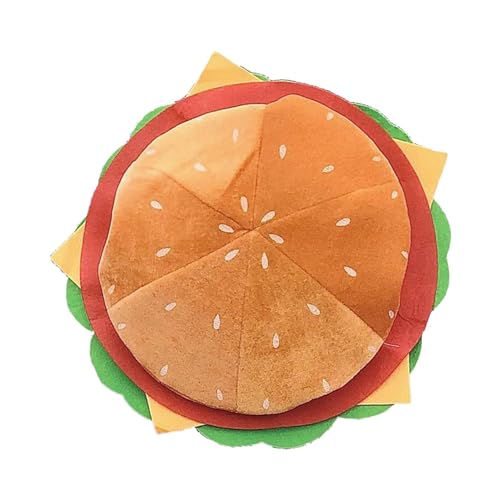 F Fityle Hamburger-Hut, Cheeseburger-förmige Kappe, dekorativ, hübsch, lustiges Kostümzubehör für Erwachsene, Kinder, Cosplay, Weihnachten von F Fityle