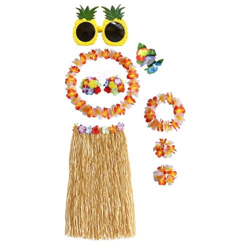 F Fityle Hawaiirock BHs Kostüm Set für Feier Strand Hochzeit Karneval, Rocklänge 60cm von F Fityle