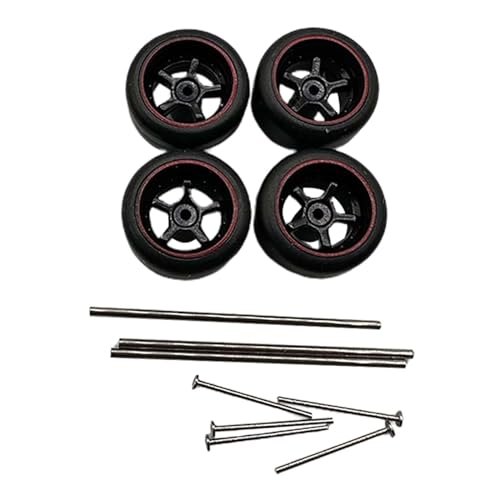 F Fityle Hochwertige RC Auto Räder und Reifen Set für Modellautos im Maßstab 1:64, Roter Stil B von F Fityle