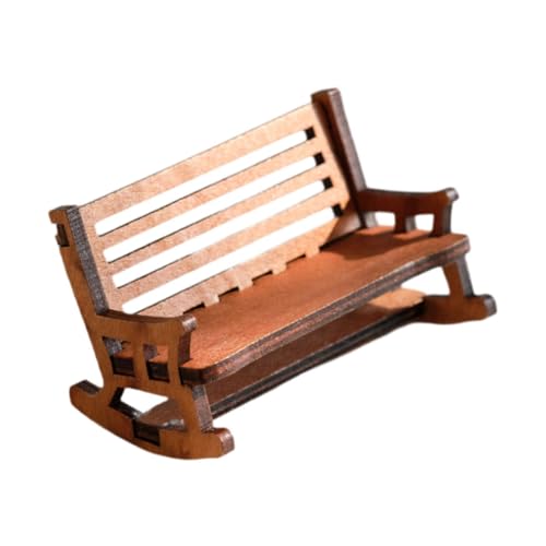 F Fityle Holz Mini Stuhl Dekoration Mini Bank Orament Realistic Slat Design Möbel Miniatur für Raumdekoration Fairy Gärten von F Fityle