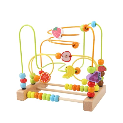 F Fityle Holzperlen-Labyrinth-Spielzeug für den Vorschulbereich, Tiere, ab 3 Jahren, für Kinder, Jungen und Mädchen, Geschenk, pädagogisches Kreisspielzeug aus, Frucht B von F Fityle