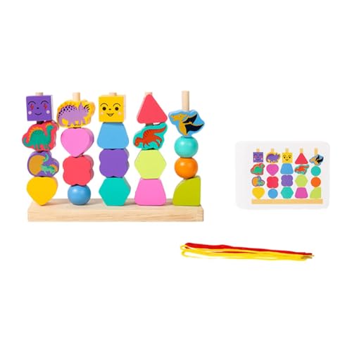 F Fityle Holzperlen-Sequenzierungsspielzeug-Set, passende Formen und Farben, Spielzeug zum Sortieren und Stapeln, Vorschul-Lernaktivitäten für Kinder im Alter, Dinosaurier F Fityle Holzperlen-Sequenzierungsspielzeug-Set, passende Formen und Farben, Spielzeug zum Sortieren und Stapeln, Vorschul-Lernaktivitäten für Kinder im Alter, Dinosaurier von F Fityle