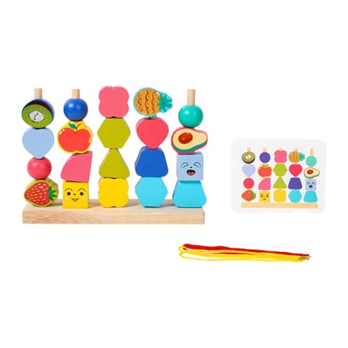 F Fityle Holzperlen-Sequenzierungsspielzeug-Set, passende Formen und Farben, Spielzeug zum Sortieren und Stapeln, Vorschul-Lernaktivitäten für Kinder im Alter, Frucht F Fityle Holzperlen-Sequenzierungsspielzeug-Set, passende Formen und Farben, Spielzeug zum Sortieren und Stapeln, Vorschul-Lernaktivitäten für Kinder im Alter, Frucht von F Fityle