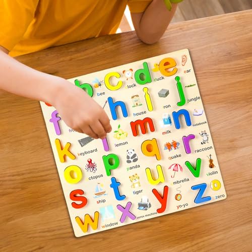 F Fityle Holzpuzzle, Bausteine, interaktives Fähigkeitsentwicklungs-Matching-Spiel, Lernspielzeug für 3-, 4- und 5-jährige Kinder, Kleinbuchstaben F Fityle Holzpuzzle, Bausteine, interaktives Fähigkeitsentwicklungs-Matching-Spiel, Lernspielzeug für 3-, 4- und 5-jährige Kinder, Kleinbuchstaben von F Fityle