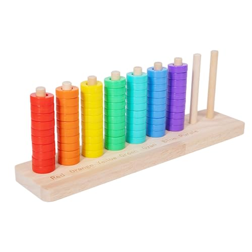 F Fityle Holzspielzeug zum Sortieren und Stapeln von Farben, Spiel mit farbigen Ringen, sensorisches Spielzeug, Lernpuzzles für, Kleinkinder, von F Fityle