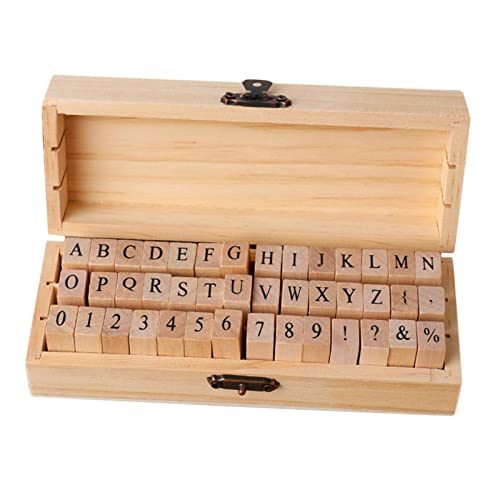 F Fityle Holzstempel-Set mit praktischer Aufbewahrungsbox für DIY-Projekte, Aufrechte Buchstaben von F Fityle