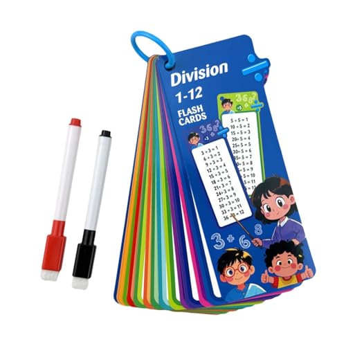 F Fityle Kids Mathematics Flashcard Teaching AIDS 8x18cm Leicht für Grundschule Kompakte Design Wasserresistenz 15 Karte, Division von F Fityle