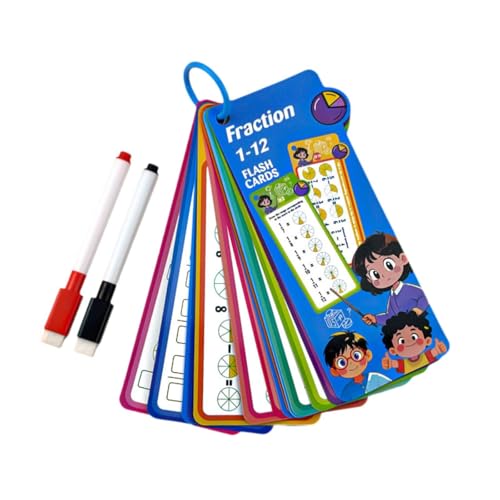 F Fityle Kids Mathematics Flashcard Teaching AIDS 8x18cm Leicht für Grundschule Kompakte Design Wasserresistenz 15 Karte, Fraktion von F Fityle