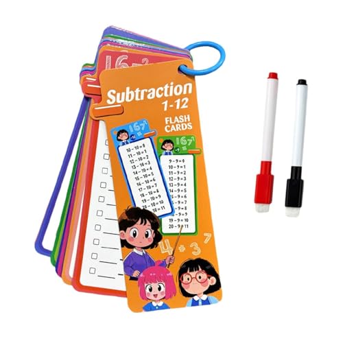 F Fityle Kids Mathematics Flashcard Teaching AIDS 8x18cm Leicht für Grundschule Kompakte Design Wasserresistenz 15 Karte, Subtraktion von F Fityle