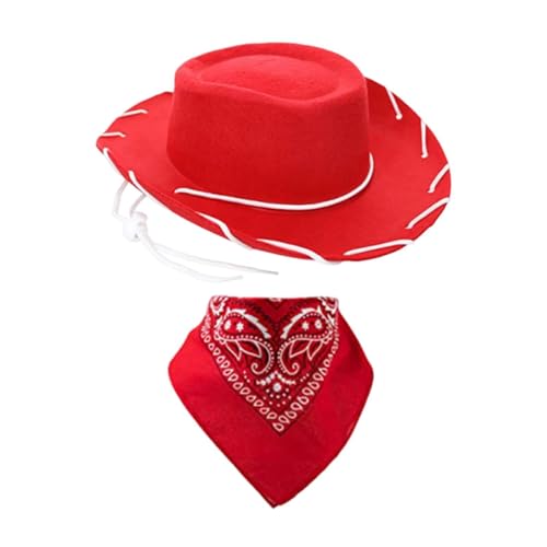 F Fityle Kids Western Cowboyhut und Bandana setzen Kostüm Kopfbedeckung für Cosplay -Kinder ein, Rot F Fityle Kids Western Cowboyhut und Bandana setzen Kostüm Kopfbedeckung für Cosplay -Kinder ein, Rot von F Fityle