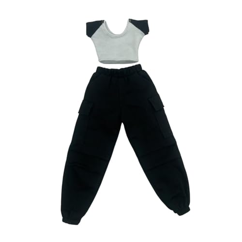 F Fityle Kleidung für weibliche Figuren im Maßstab 1/6, Mode, kurzärmliges T-Shirt und Hose, handgefertigt, Mini für 12 Zoll weibliche Actionfigur, Zubehör, Schwarz F Fityle Kleidung für weibliche Figuren im Maßstab 1/6, Mode, kurzärmliges T-Shirt und Hose, handgefertigt, Mini für 12 Zoll weibliche Actionfigur, Zubehör, Schwarz von F Fityle