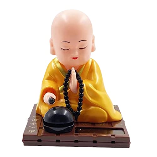 F Fityle Kleine Figur Solar Tanzen Spielzeug Auto Armaturenbrett Dekoration Wackelkopf Puppen Buddha e Statue Wackelkopf Spielzeug Büro Wohnkultur, GELB, l von F Fityle