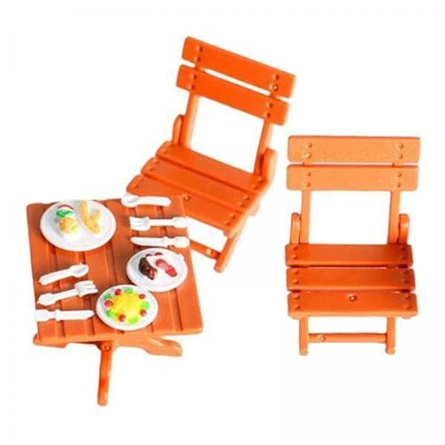 F Fityle Kleines Strandtisch und Stuhl Set für Puppenhaus - 2er Pack, Strandtisch und Stühle aus Kunststoff, 2 STK von F Fityle