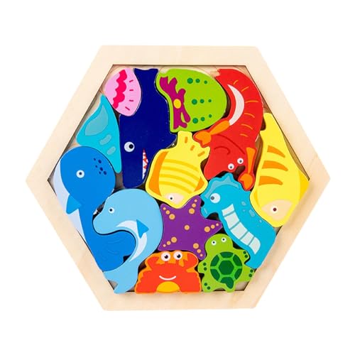 F Fityle Kleinkindpuzzles, süßes Montessori-Puzzle, Holzblock, Holzpuzzles für 3–5 Jahre alte Anfänger, Muster B von F Fityle