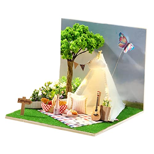 F Fityle Kreatives Puppenhaus-Set für Kinder und Erwachsene - Möbel und Dekorationsartikel inklusive, Camping von F Fityle