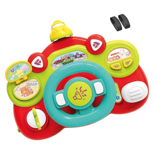 F Fityle Lenkrad-Spielzeug mit Licht und Ton, pädagogisches Musikspielzeug, Mein erstes Fahrspielzeug, Rollenspiel, Fahrspielzeug zum Drehen für Kinder, Babys, Rote Basis von F Fityle