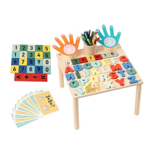 F Fityle Mathe-Lernspielzeug, Aktivitätstisch, Lehrmittel, Lerntafel, sensorisches Spielzeug, Lernspielzeug für Mädchen, Jungen, Buchstabentafel von F Fityle