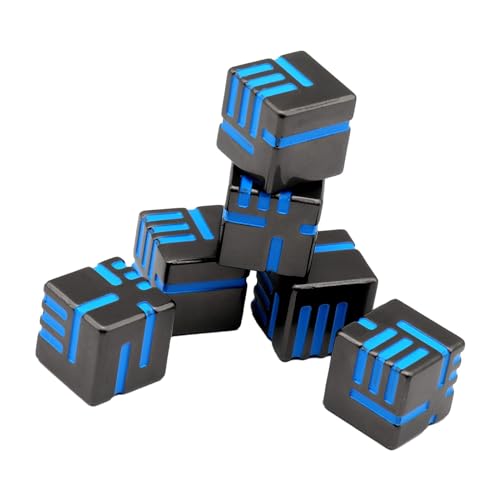 F Fityle Metallwürfel-Set, Würfel-Brettspiel-Sets, stabiles polyedrisches Lernspielzeug, Rollenspiel, Mehrfarbig, Set, Tisch-Mathe-Spiel, Blau von F Fityle